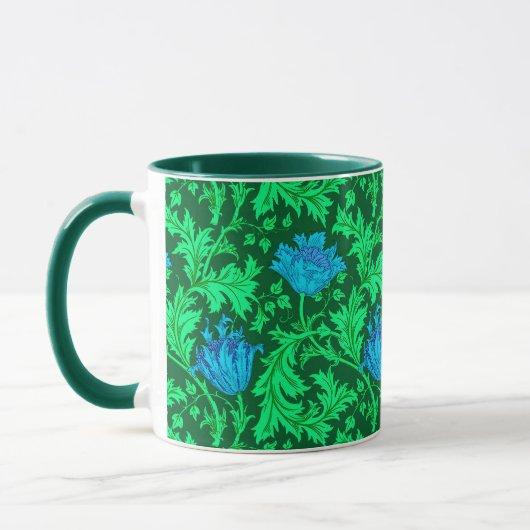 Mug William Morris Anemone, Emerald Green et Blue (Gauche)