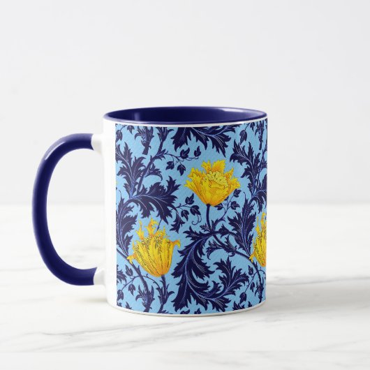 Mug William Morris Anemone, Navy et Mustard Jaune (Gauche)