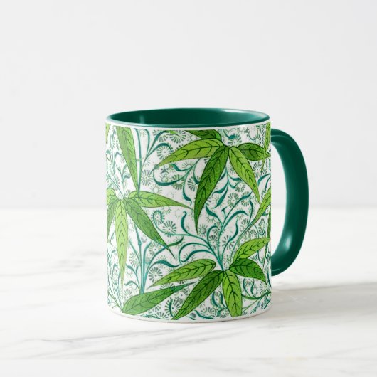 Mug William Morris Bamboo Imprimer, vert et blanc (Devant droit)