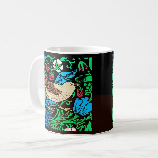 Mug William Morris Bird & Flower Tile, bleu et noir (Devant gauche)