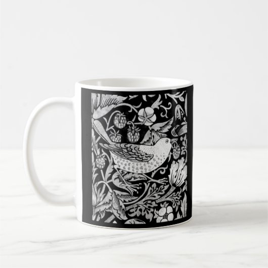 Mug William Morris Bird & Flower Tile, noir et blanc (Gauche)