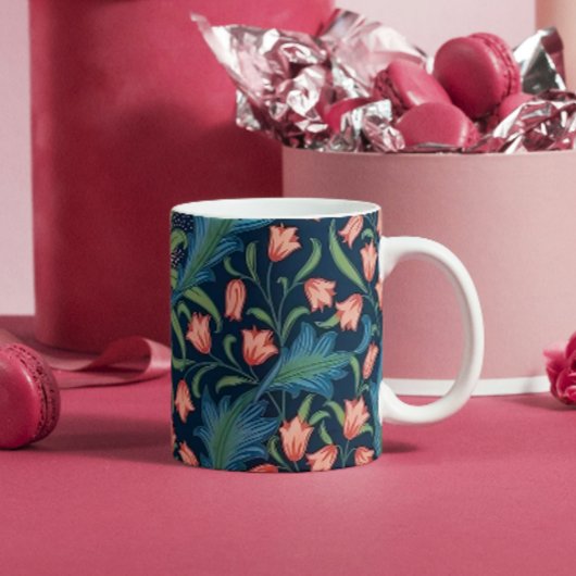 Mug William Morris Blue Green Pink Floral Pattern