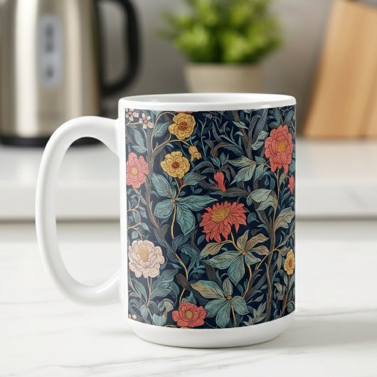 Mug William Morris Blue Teal Arts & Crafts Floral