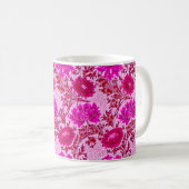 Mug William Morris Chrysanthemums, Bourgogne et rose C (Devant droit)