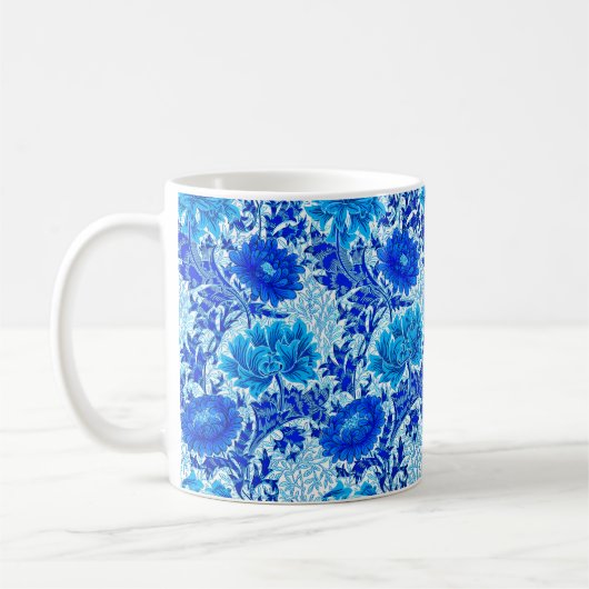 Mug William Morris Chrysanthemums Nuances de Denim Blu (Gauche)