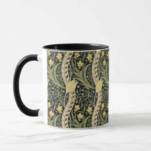 Mug William Morris Daffodil Floral Textile Motif (Gauche)