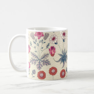 Mug William Morris Daisy Motif floral Orange rouge