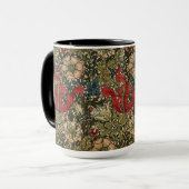 Mug William Morris Élégant motif floral rouge vert (Devant gauche)