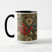 Mug William Morris Élégant motif floral rouge vert (Gauche)