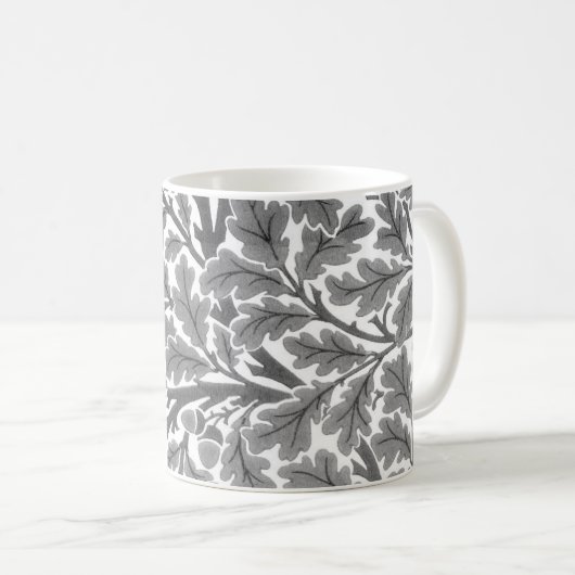 Mug William Morris Feuilles de chêne, gris / gris et b (Devant droit)