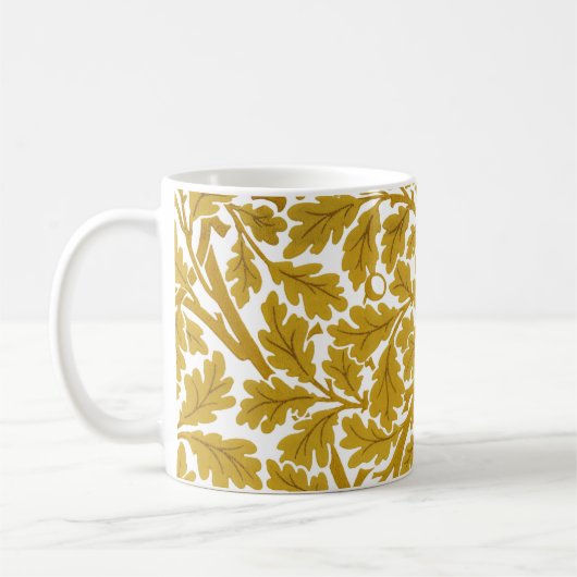 Mug William Morris Feuilles de chêne, moutarde jaune e (Gauche)
