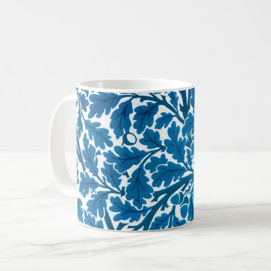 Mug William Morris Feuilles de chêne, Sapphire bleu et (Devant gauche)