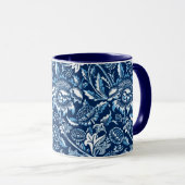Mug William Morris Fleurs de soleil, bleu foncé et bla (Devant droit)