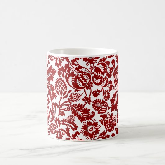Mug William Morris Floral Damask, Deep Red et White (Centre)