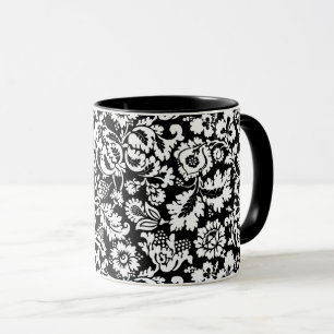 Mug William Morris Floral Damask, noir et blanc