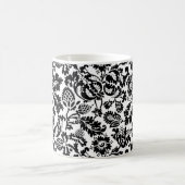 Mug William Morris Floral Damask, noir sur café blanc (Centre)
