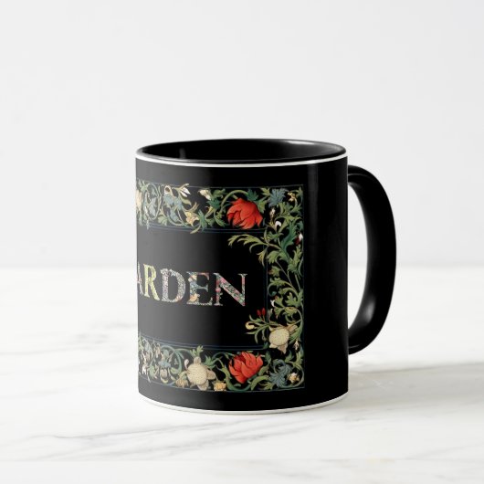 Mug William Morris Floral Garden Moto et cadre (Devant droit)