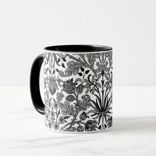 Mug William Morris Hyacinth Imprimer, gris, noir et bl (Devant gauche)