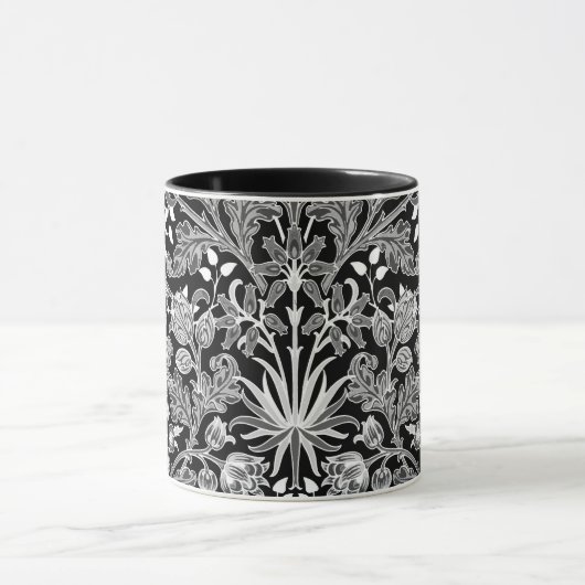 Mug William Morris Hyacinth Imprimer, noir et blanc (Centre)
