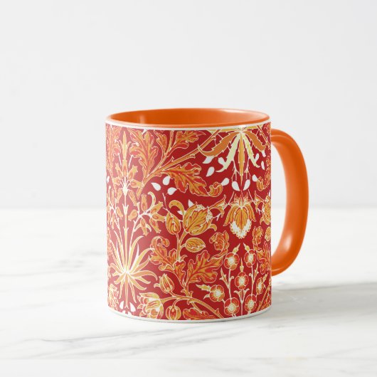 Mug William Morris Hyacinth Print, Mandarin Orange (Devant droit)