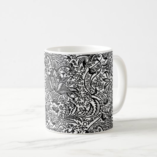 Mug William Morris Indien, blanc et noir (Devant droit)
