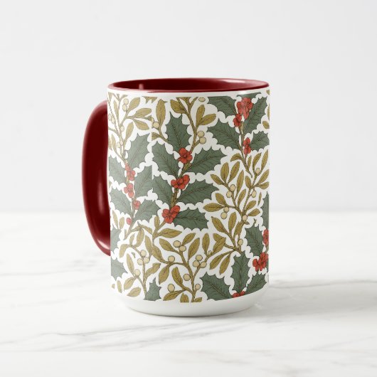 Mug William Morris Inspiré Holly & Mistletoe (Devant gauche)