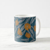 Mug William Morris Inspiré Motif Floral Sombre (Devant droit)