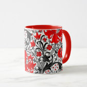 Mug William Morris Iris et Lily, noir, blanc et rouge (Devant droit)