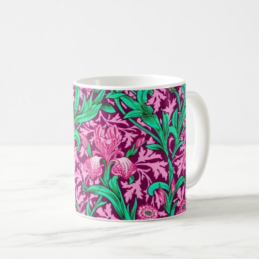 Mug William Morris Irises, Fuchsia Pink and Wine (Devant droit)
