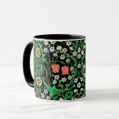 Mug William Morris Jacobean Floral, Arrière - plan noi (Devant gauche)