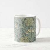 Mug William Morris Jasmine Bleu Vert Art Botanique (Devant droit)