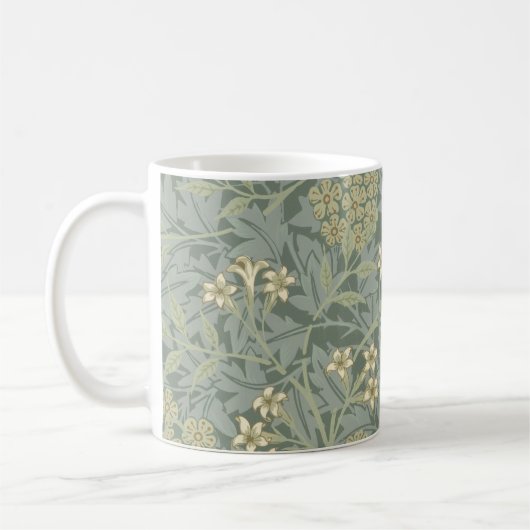Mug William Morris Jasmine Bleu Vert Art Botanique (Gauche)