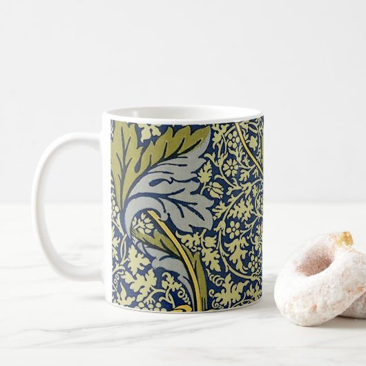Mug William Morris Kennet Fond d'écran Floral Bleu (Avec donut)