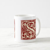 Mug William Morris Lettre S Monogramme Rouge initial (Devant droit)
