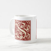 Mug William Morris Lettre S Monogramme Rouge initial (Devant gauche)