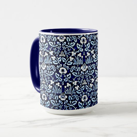 Mug William Morris motif, Eyebright, marine et blanc (Devant gauche)