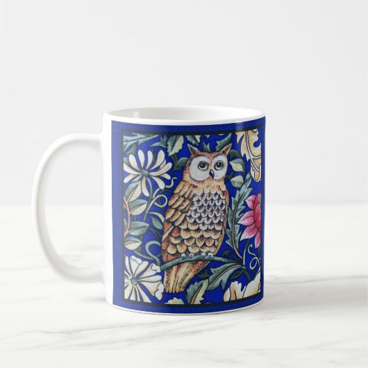 Mug William Morris Owl Tapestry, Beige et Cobalt Blue (Gauche)