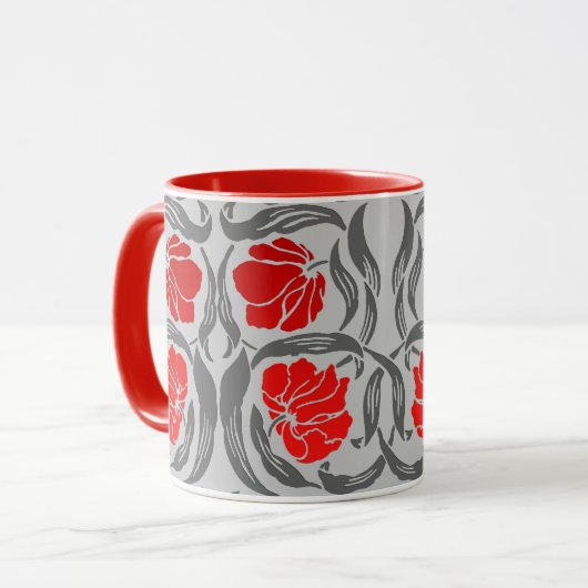 Mug William Morris Pimpernel, Silver Grey et Red (Devant gauche)