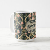 Mug William Morris Pink Roses Trellis Home Sweet Home (Devant gauche)