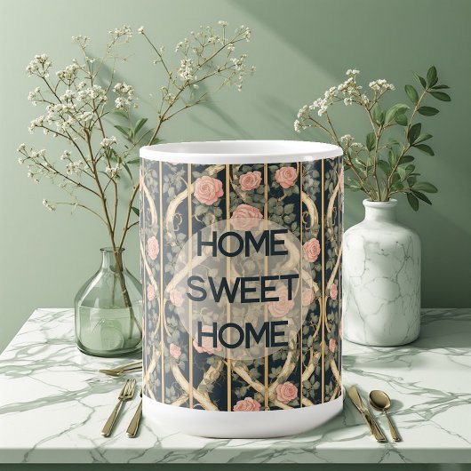 Mug William Morris Pink Roses Trellis Home Sweet Home