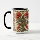 Mug William Morris Poppies Floral Art Nouveau Pattern (Gauche)