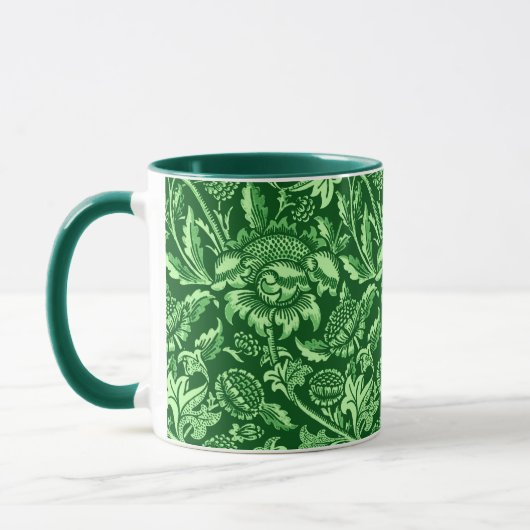 Mug William Morris Sunflowers, Emerald Green (Gauche)
