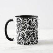 Mug William Morris Thistle Damask, noir sur blanc (Gauche)