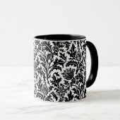 Mug William Morris Thistle Damask, noir sur blanc (Devant droit)