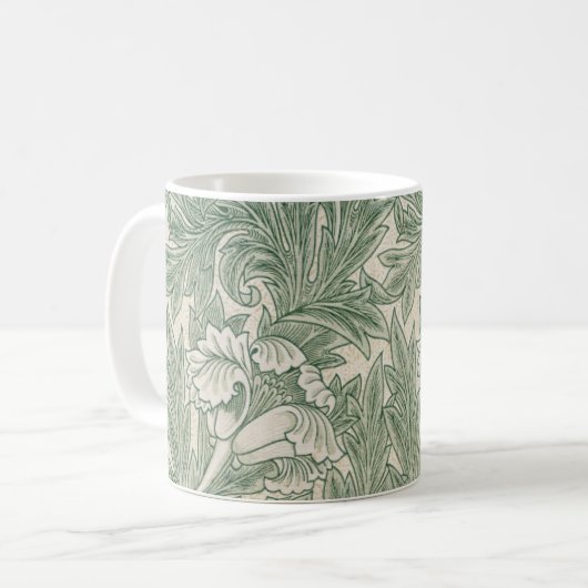 Mug William Morris tulip fond textile vert (Devant gauche)