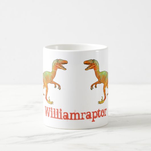 Mug William raptor Drôle Velociraptor Art de dinosaure (Centre)