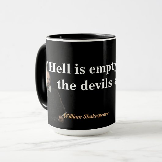 Mug William Shakespeare Citation Sur L'Enfer Et Les Di (Devant gauche)