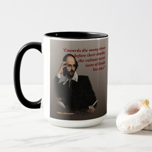 Mug William Shakespeare Citation Sur Les Cowards Et La (Avec donut)