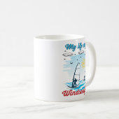 Mug Windsurf Est Mon Style De Verre Frosted Café (Devant droit)