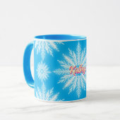 Mug Winter Blue Snow Fake nom Customisé (Devant gauche)
